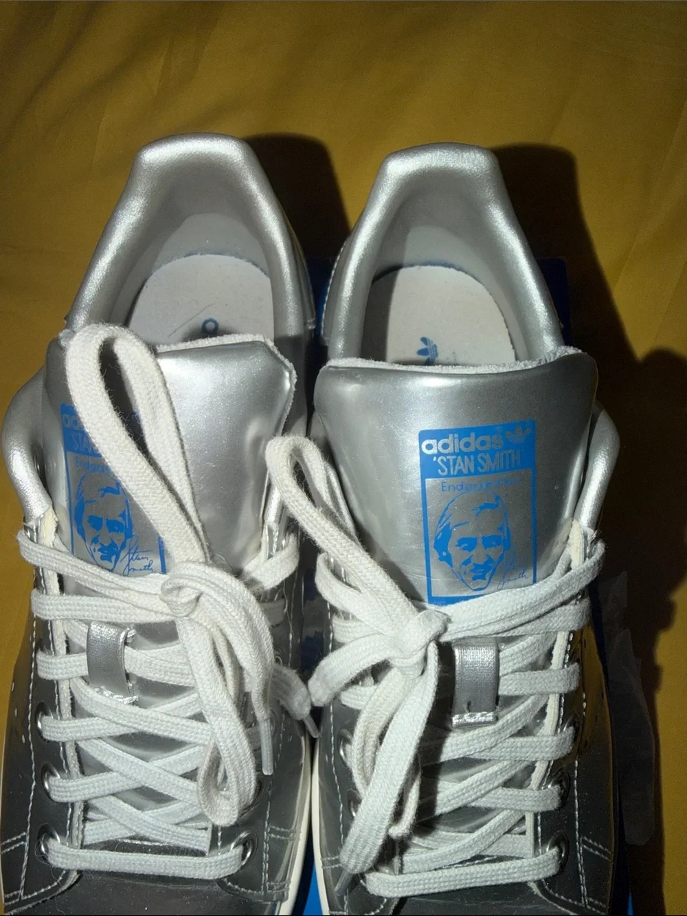 adidas Silver Metallic Low-Top Sneakers with White Accents